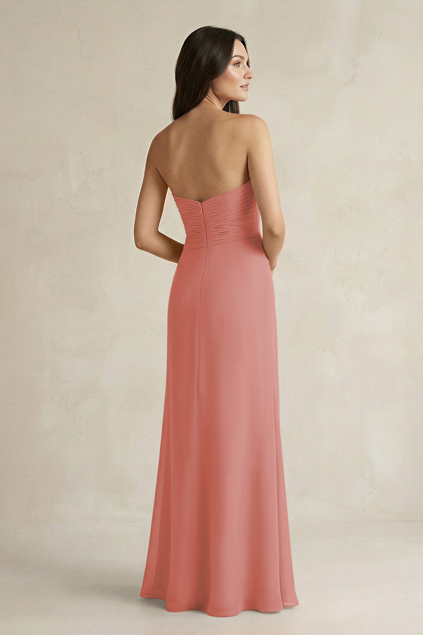 Sweetheart Chiffon Pleated Sheath Bridesmaid Dress  in Mulberry (2) | KISSBRIDAL