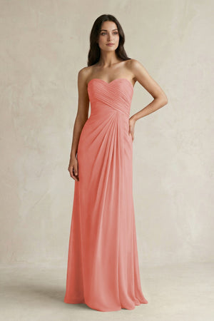 Sweetheart Chiffon Pleated Sheath Bridesmaid Dress in Mulberry - SHE IS ME Bridesmaid Dresses
