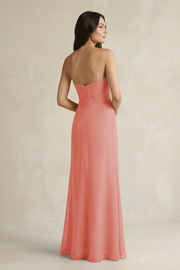 Sweetheart Chiffon Pleated Sheath Bridesmaid Dress in Mulberry - SHE IS ME Bridesmaid Dresses
