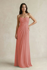 Sweetheart Chiffon Pleated Sheath Bridesmaid Dress  in Mulberry | KISSBRIDAL