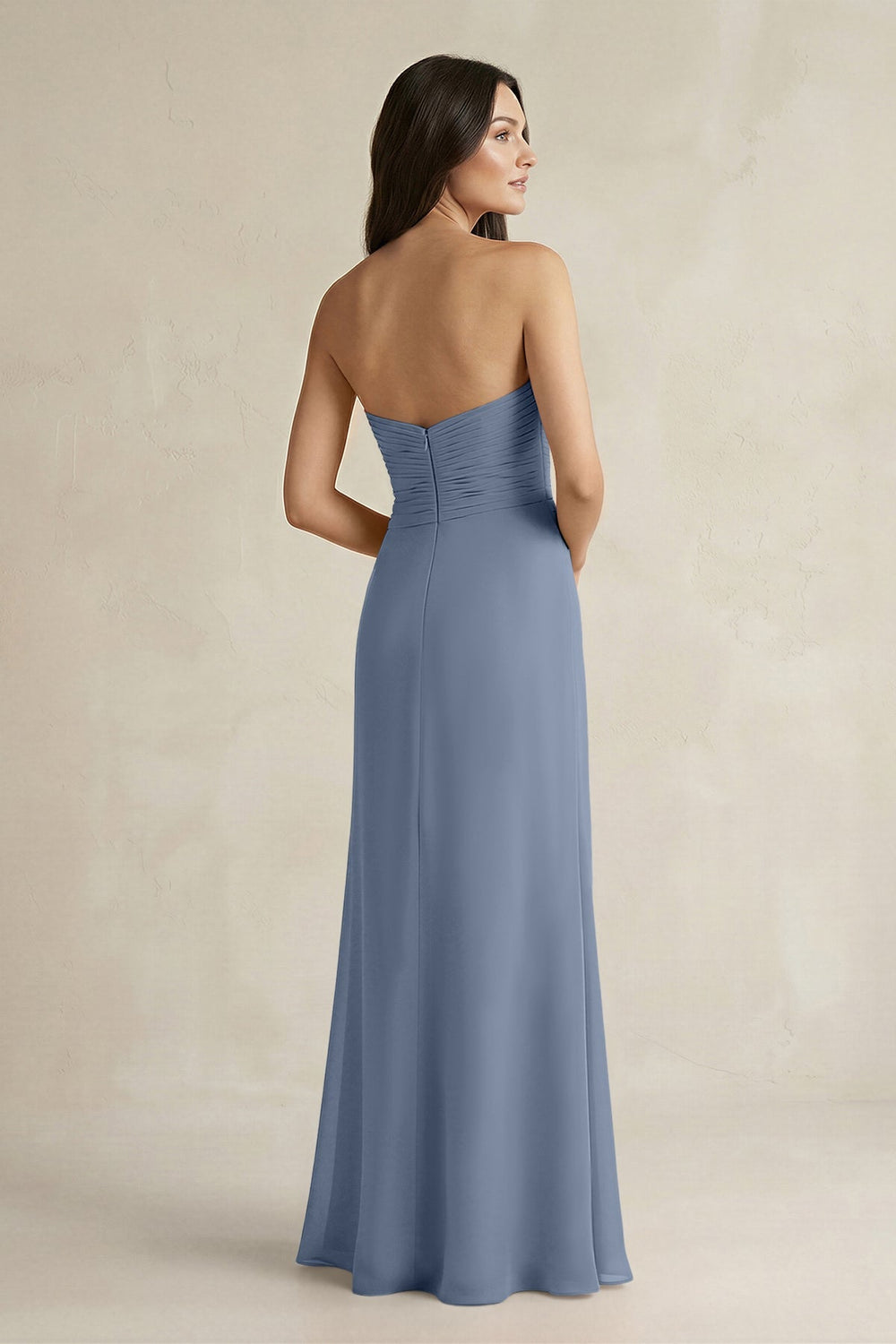 Sweetheart Chiffon Pleated Sheath Bridesmaid Dress in Neptune - KISS BRIDAL Bridesmaid Dresses