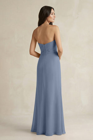 Sweetheart Chiffon Pleated Sheath Bridesmaid Dress in Neptune - SHE IS ME Bridesmaid Dresses