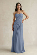Sweetheart Chiffon Pleated Sheath Bridesmaid Dress in Neptune - SHE IS ME Bridesmaid Dresses