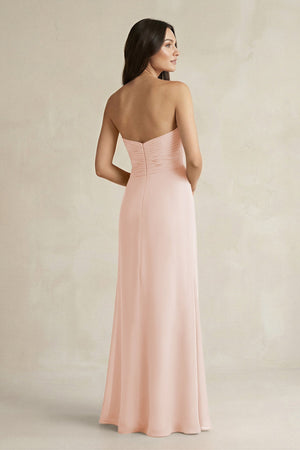 Sweetheart Chiffon Pleated Sheath Bridesmaid Dress in Pale Blush - SHE IS ME Bridesmaid Dresses
