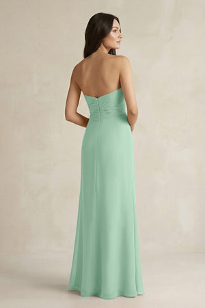 Sweetheart Chiffon Pleated Sheath Bridesmaid Dress  in Pale Pistachio (2) | KISSBRIDAL