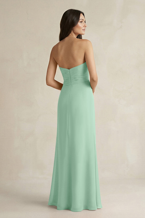Sweetheart Chiffon Pleated Sheath Bridesmaid Dress  in Pale Pistachio (2) | KISSBRIDAL
