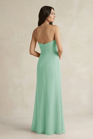 Sweetheart Chiffon Pleated Sheath Bridesmaid Dress in Pale Pistachio - SHE IS ME Bridesmaid Dresses