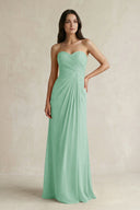 Sweetheart Chiffon Pleated Sheath Bridesmaid Dress in Pale Pistachio - SHE IS ME Bridesmaid Dresses