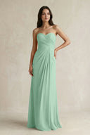 Sweetheart Chiffon Pleated Sheath Bridesmaid Dress  in Pale Pistachio | KISSBRIDAL