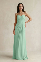 Sweetheart Chiffon Pleated Sheath Bridesmaid Dress  in Pale Pistachio | KISSBRIDAL