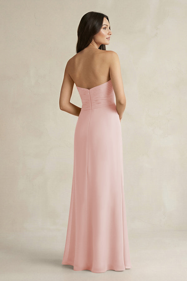 Sweetheart Chiffon Pleated Sheath Bridesmaid Dress  in Rose Petal (2) | KISSBRIDAL