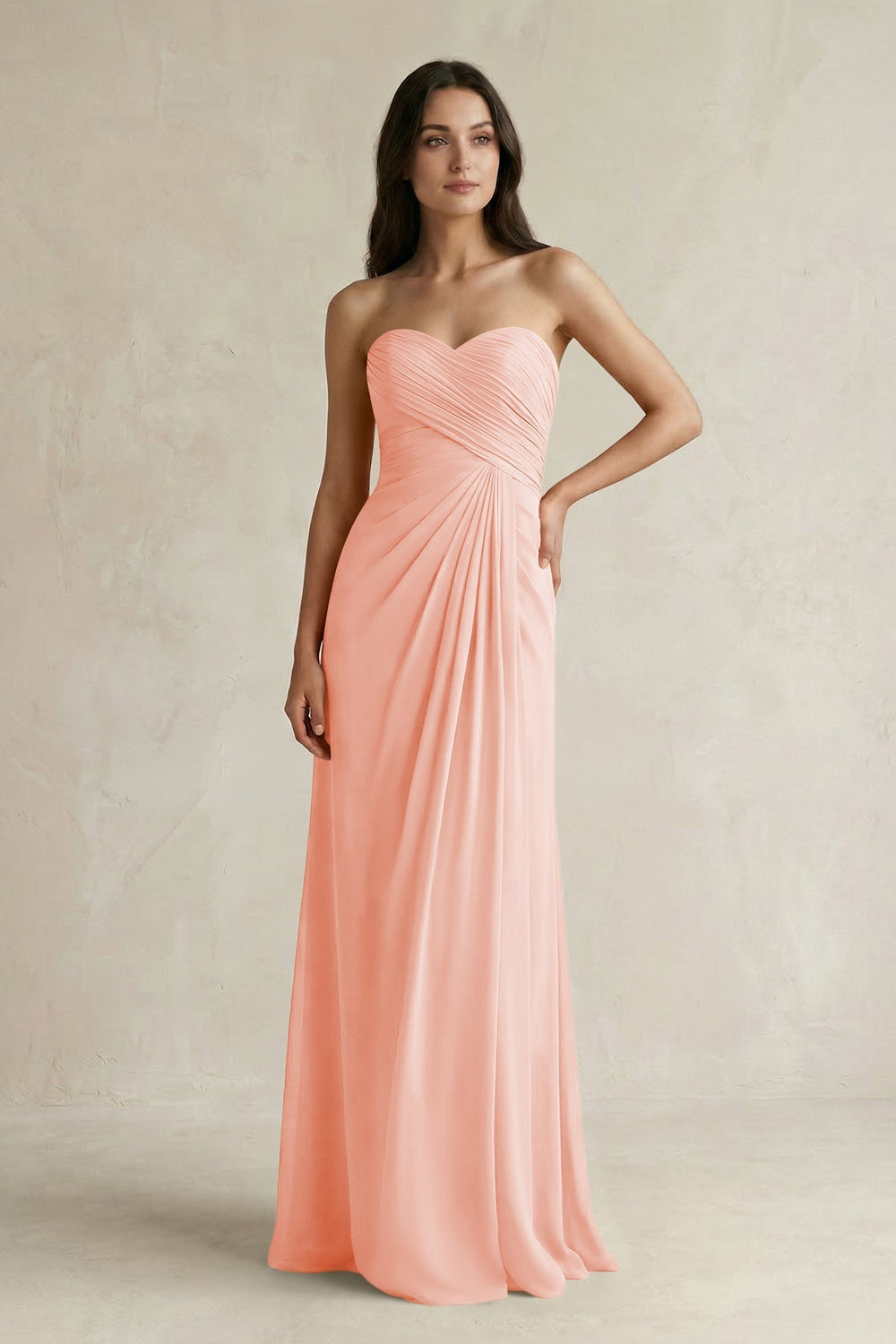 Sweetheart Chiffon Pleated Sheath Bridesmaid Dress in Rose Petal - KISS BRIDAL Bridesmaid Dresses