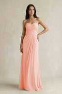 Sweetheart Chiffon Pleated Sheath Bridesmaid Dress in Rose Petal - SHE IS ME Bridesmaid Dresses