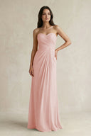 Sweetheart Chiffon Pleated Sheath Bridesmaid Dress  in Rose Petal | KISSBRIDAL