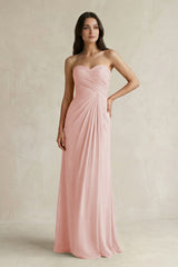 Sweetheart Chiffon Pleated Sheath Bridesmaid Dress  in Rose Petal | KISSBRIDAL