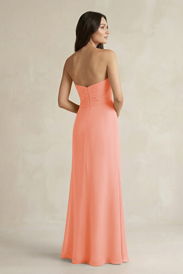 Sweetheart Chiffon Pleated Sheath Bridesmaid Dress in Rosette - SHE IS ME Bridesmaid Dresses