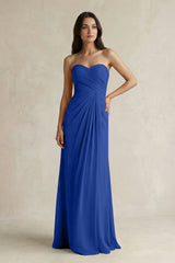 Sweetheart Chiffon Pleated Sheath Bridesmaid Dress in Royal Blue - KISS BRIDAL Bridesmaid Dresses
