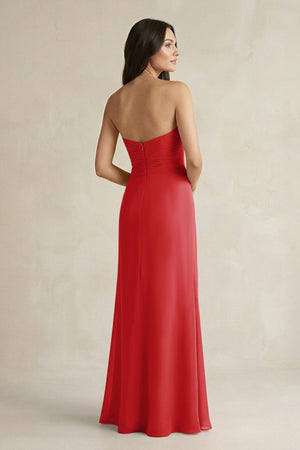 Sweetheart Chiffon Pleated Sheath Bridesmaid Dress in Ruby Red - SHE IS ME Bridesmaid Dresses
