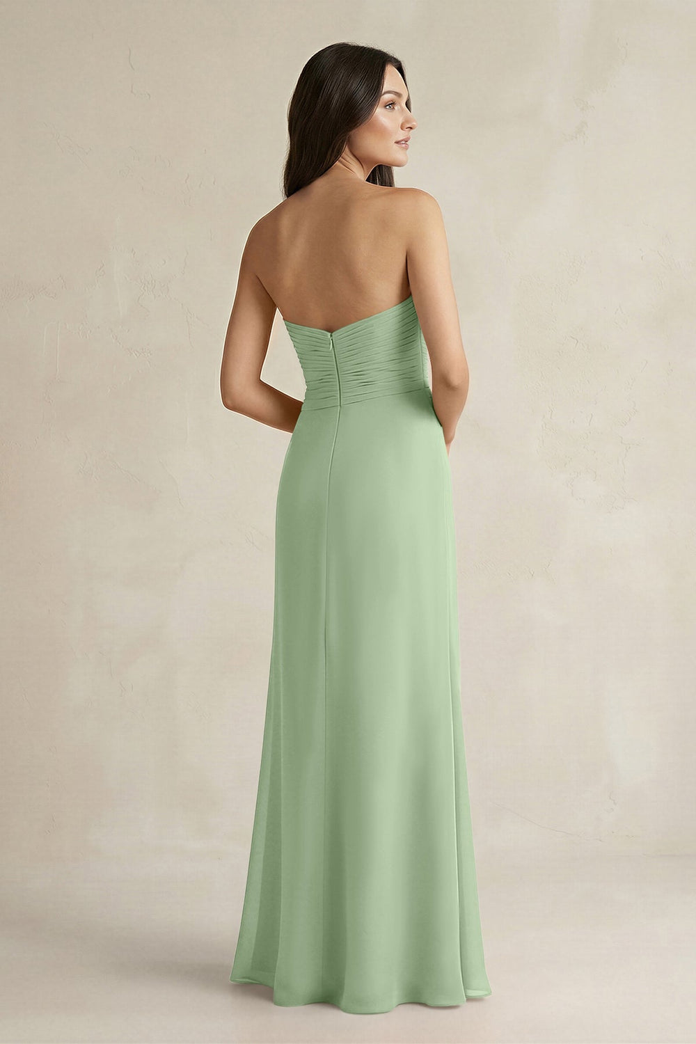 Sweetheart Chiffon Pleated Sheath Bridesmaid Dress in Sage - KISS BRIDAL Bridesmaid Dresses