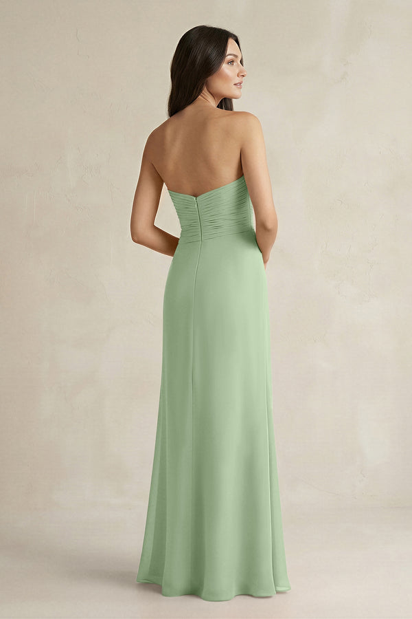Sweetheart Chiffon Pleated Sheath Bridesmaid Dress in Sage - SHE IS ME Bridesmaid Dresses