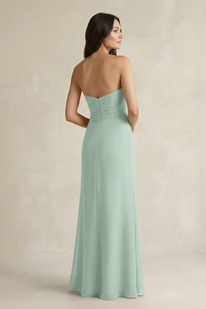Sweetheart Chiffon Pleated Sheath Bridesmaid Dress  in Sage (2) | KISSBRIDAL