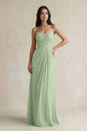 Sweetheart Chiffon Pleated Sheath Bridesmaid Dress in Sage - SHE IS ME Bridesmaid Dresses