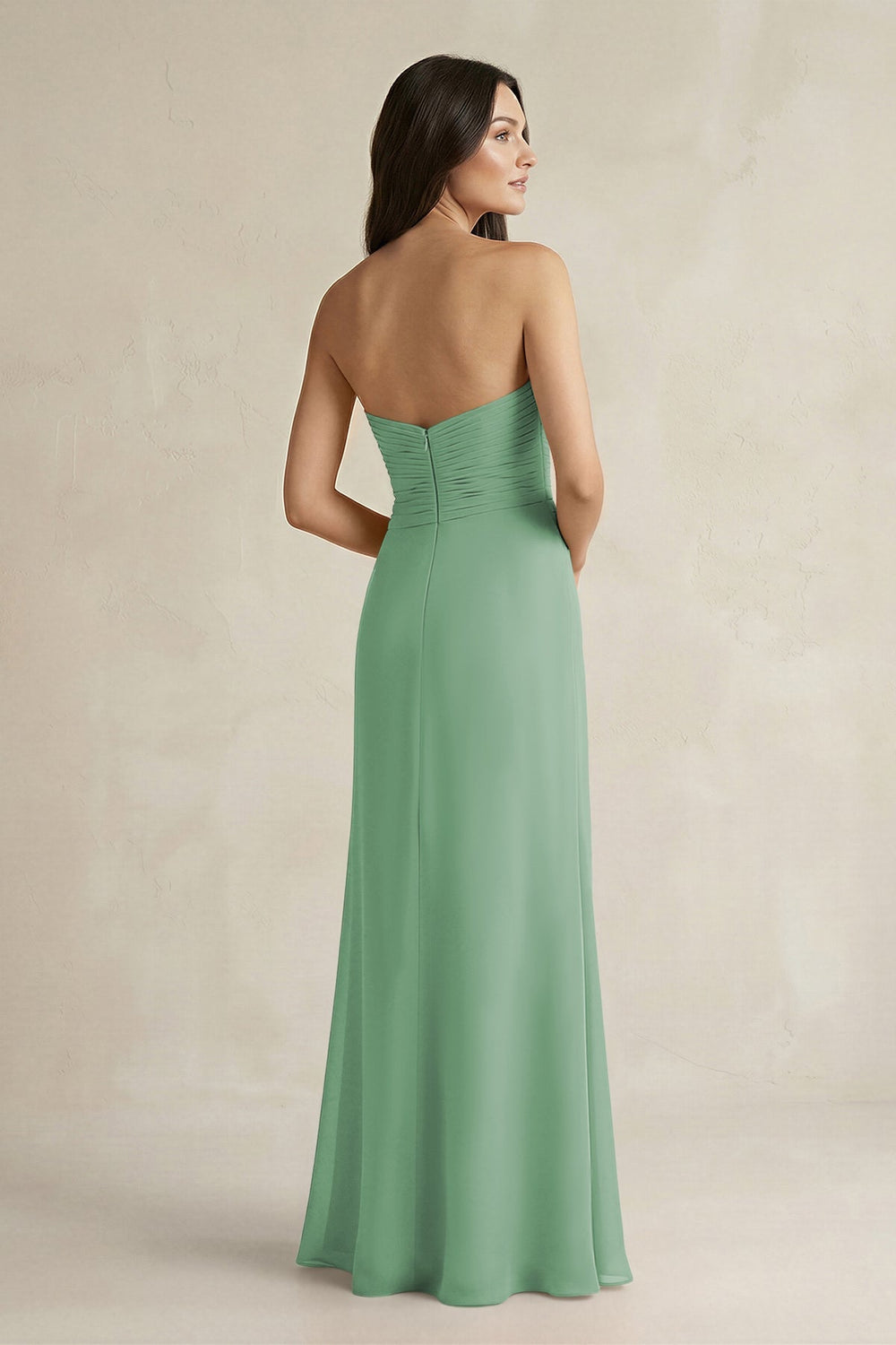 Sweetheart Chiffon Pleated Sheath Bridesmaid Dress in Sea Glass - SHE IS ME Bridesmaid Dresses