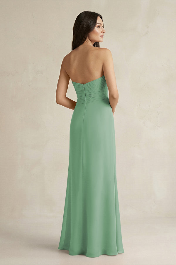 Sweetheart Chiffon Pleated Sheath Bridesmaid Dress in Sea Glass - SHE IS ME Bridesmaid Dresses