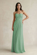 Sweetheart Chiffon Pleated Sheath Bridesmaid Dress in Sea Glass - SHE IS ME Bridesmaid Dresses