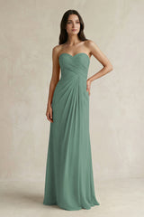 Sweetheart Chiffon Pleated Sheath Bridesmaid Dress  in Sea Glass | KISSBRIDAL