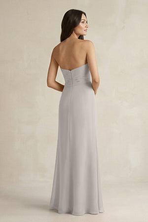 Sweetheart Chiffon Pleated Sheath Bridesmaid Dress in Silver - SHE IS ME Bridesmaid Dresses
