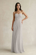 Sweetheart Chiffon Pleated Sheath Bridesmaid Dress in Silver - SHE IS ME Bridesmaid Dresses