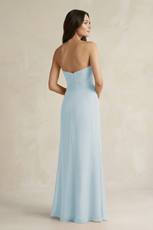 Sweetheart Chiffon Pleated Sheath Bridesmaid Dress  in Sky Blue (2) | KISSBRIDAL