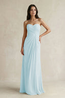 Sweetheart Chiffon Pleated Sheath Bridesmaid Dress in Sky Blue - SHE IS ME Bridesmaid Dresses