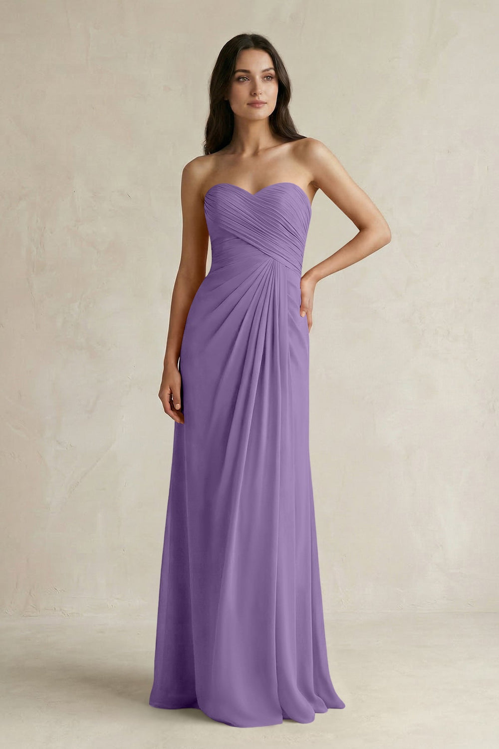 Sweetheart Chiffon Pleated Sheath Bridesmaid Dress in Tahiti - KISS BRIDAL Bridesmaid Dresses