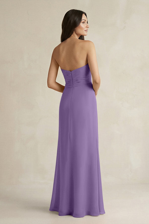 Sweetheart Chiffon Pleated Sheath Bridesmaid Dress in Tahiti - SHE IS ME Bridesmaid Dresses