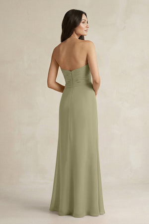 Sweetheart Chiffon Pleated Sheath Bridesmaid Dress in Thyme - SHE IS ME Bridesmaid Dresses