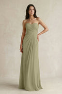Sweetheart Chiffon Pleated Sheath Bridesmaid Dress in Thyme - SHE IS ME Bridesmaid Dresses