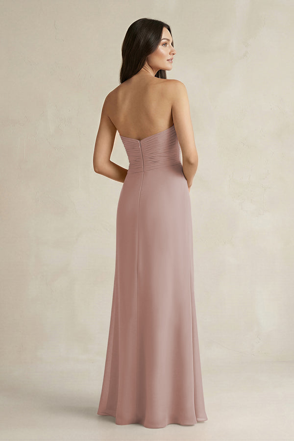 Sweetheart Chiffon Pleated Sheath Bridesmaid Dress  in Toffee (2) | KISSBRIDAL