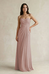 Sweetheart Chiffon Pleated Sheath Bridesmaid Dress  in Toffee | KISSBRIDAL