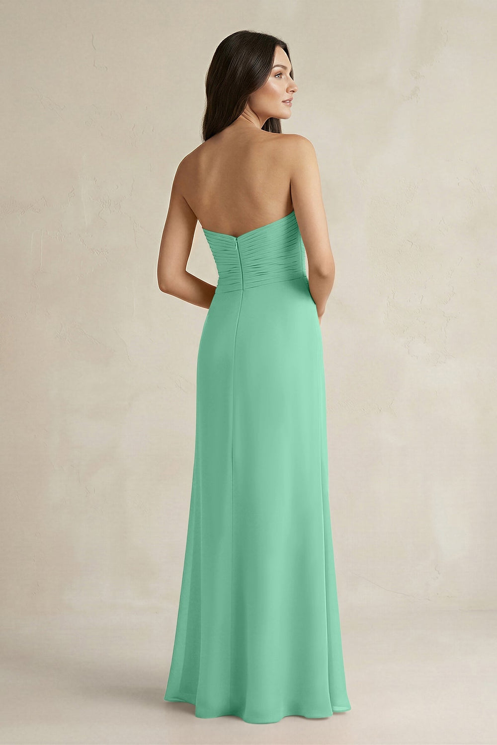 Sweetheart Chiffon Pleated Sheath Bridesmaid Dress in Turquoise - KISS BRIDAL Bridesmaid Dresses