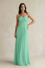Sweetheart Chiffon Pleated Sheath Bridesmaid Dress in Turquoise - KISS BRIDAL Bridesmaid Dresses