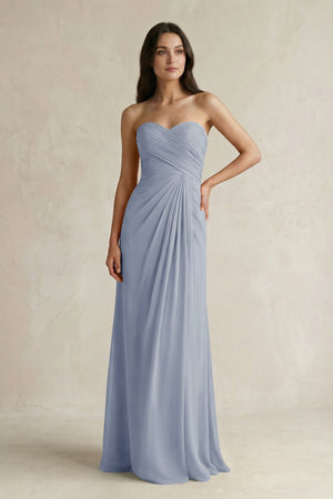 Sweetheart Chiffon Pleated Sheath Bridesmaid Dress in Twilight - SHE IS ME Bridesmaid Dresses