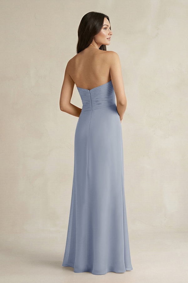Sweetheart Chiffon Pleated Sheath Bridesmaid Dress in Twilight - SHE IS ME Bridesmaid Dresses