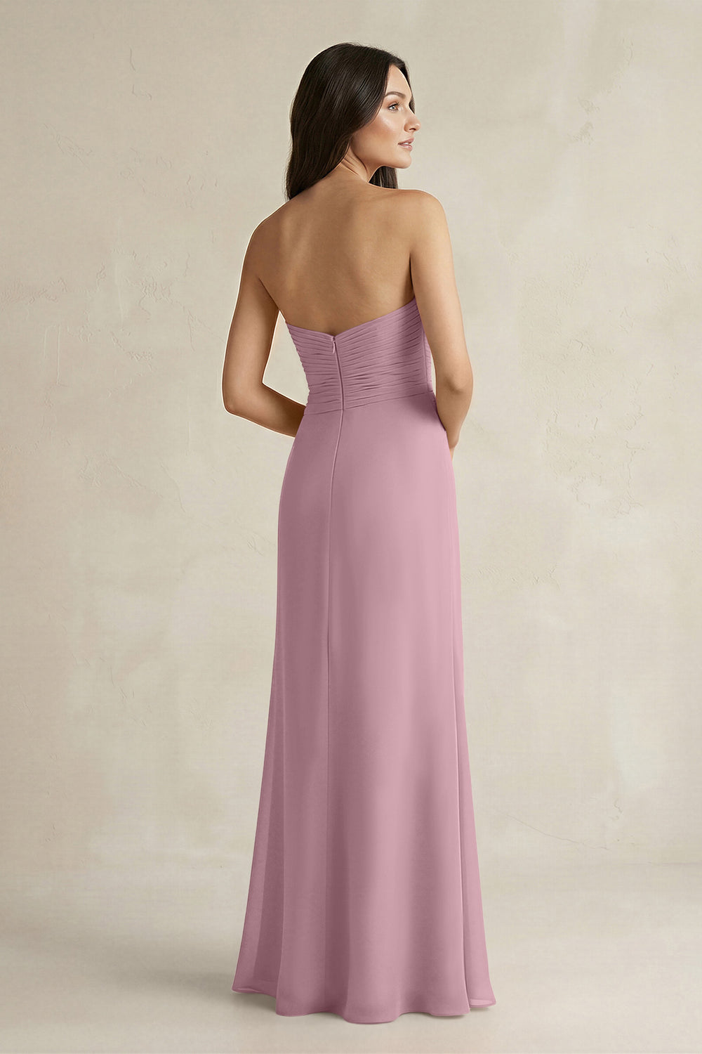 Sweetheart Chiffon Pleated Sheath Bridesmaid Dress  in Vintage Mauve