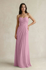 Sweetheart Chiffon Pleated Sheath Bridesmaid Dress in Vintage Mauve - KISS BRIDAL Bridesmaid Dresses