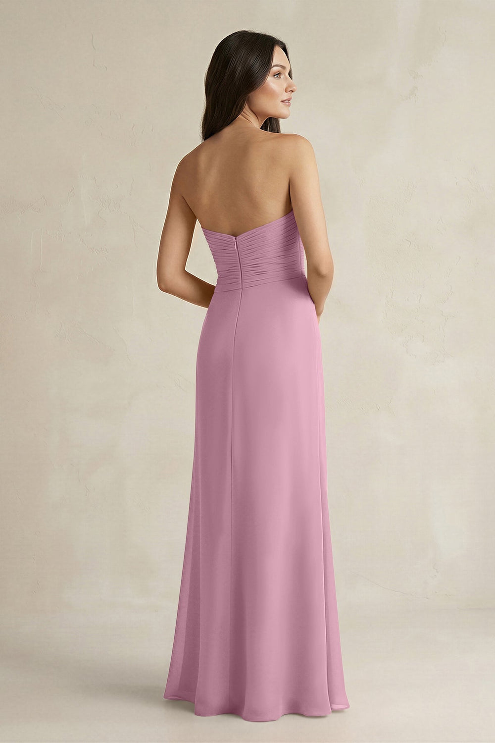 Sweetheart Chiffon Pleated Sheath Bridesmaid Dress in Vintage Mauve - KISS BRIDAL Bridesmaid Dresses