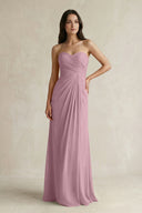 Sweetheart Chiffon Pleated Sheath Bridesmaid Dress  in Vintage Mauve | KISSBRIDAL