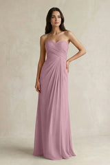 Sweetheart Chiffon Pleated Sheath Bridesmaid Dress  in Vintage Mauve | KISSBRIDAL