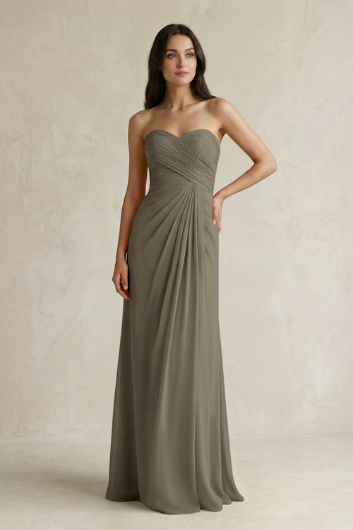 Sweetheart Chiffon Pleated Sheath Bridesmaid Dress in Willow Green - SHE IS ME Bridesmaid Dresses